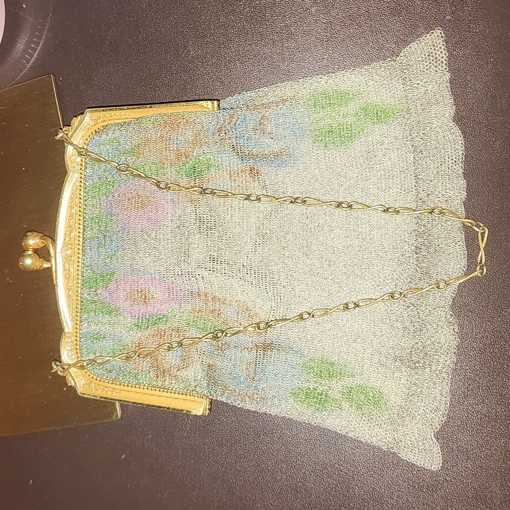 Whiting & Davis Dresden Mesh Evening Bag w/ Floral Motif Vintage - Picture 8 of 15